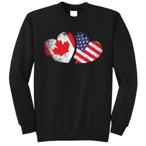 American Canadian Heart Valentines Day Gift USA Flag Canada Sweatshirt