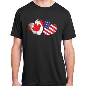 American Canadian Heart Valentines Day Gift USA Flag Canada Adult ChromaSoft Performance T-Shirt