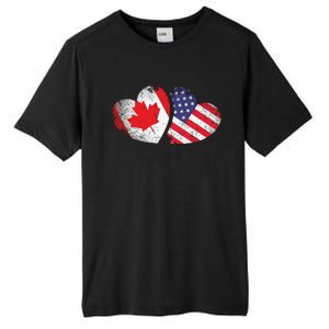 American Canadian Heart Valentines Day Gift USA Flag Canada Tall Fusion ChromaSoft Performance T-Shirt