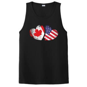 American Canadian Heart Valentines Day Gift USA Flag Canada PosiCharge Competitor Tank