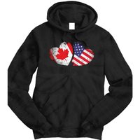 American Canadian Heart Valentines Day Gift USA Flag Canada Tie Dye Hoodie