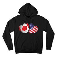 American Canadian Heart Valentines Day Gift USA Flag Canada Tall Hoodie