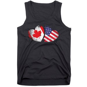 American Canadian Heart Valentines Day Gift USA Flag Canada Tank Top