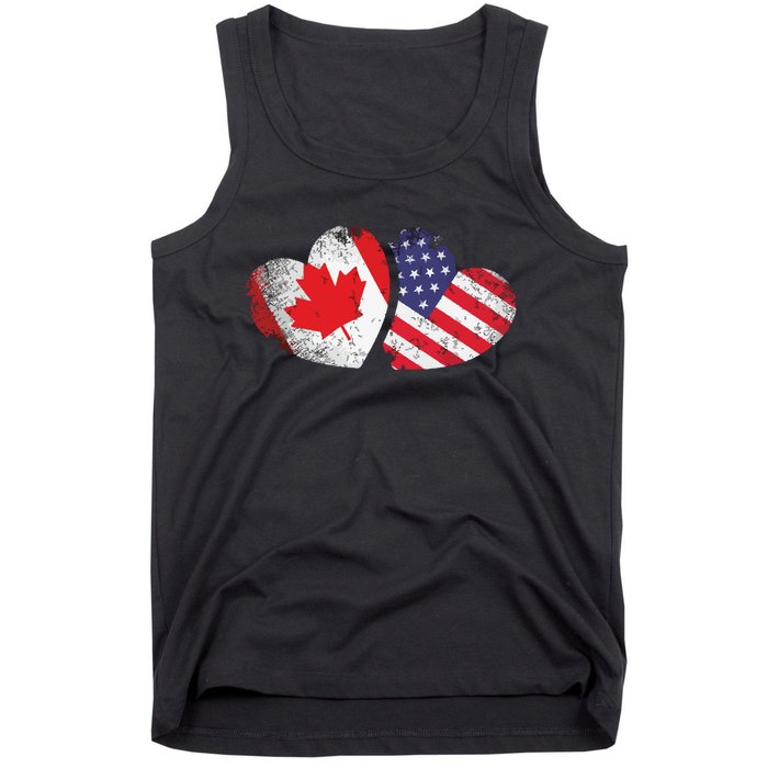 American Canadian Heart Valentines Day Gift USA Flag Canada Tank Top