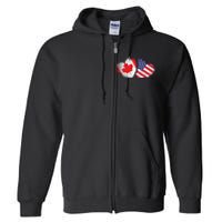 American Canadian Heart Valentines Day Gift USA Flag Canada Full Zip Hoodie