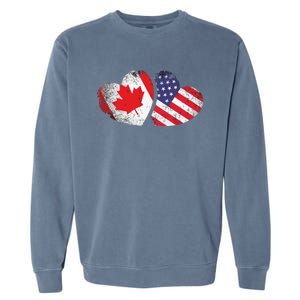 American Canadian Heart Valentines Day Gift USA Flag Canada Garment-Dyed Sweatshirt