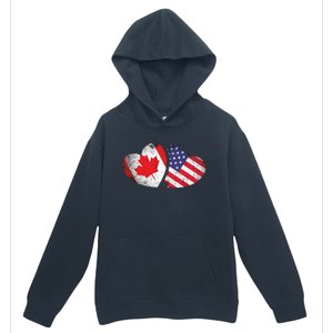 American Canadian Heart Valentines Day Gift USA Flag Canada Urban Pullover Hoodie