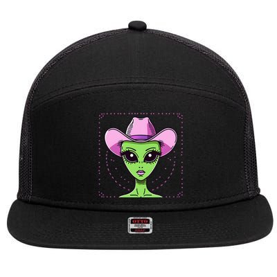 Alien Cowgirl Howdy Western Space Lover Yeehaw Texas Women 7 Panel Mesh Trucker Snapback Hat