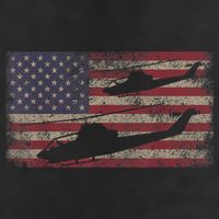 AH1 Cobra Helicopter Military USA American Flag 7 Panel Mesh Trucker Snapback Hat