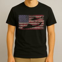 AH1 Cobra Helicopter Military USA American Flag T-Shirt