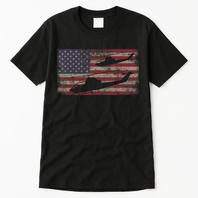 AH1 Cobra Helicopter Military USA American Flag Tall T-Shirt