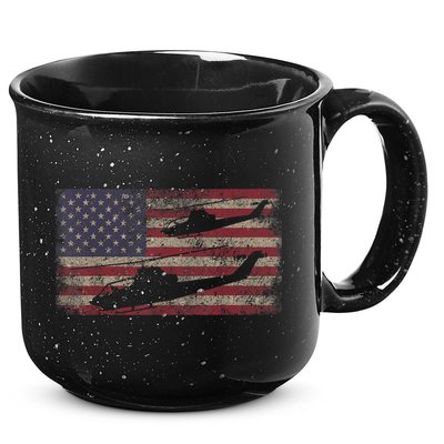AH1 Cobra Helicopter Military USA American Flag 15oz Campfire Ceramic Mug