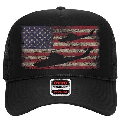 AH1 Cobra Helicopter Military USA American Flag Trucker Hat