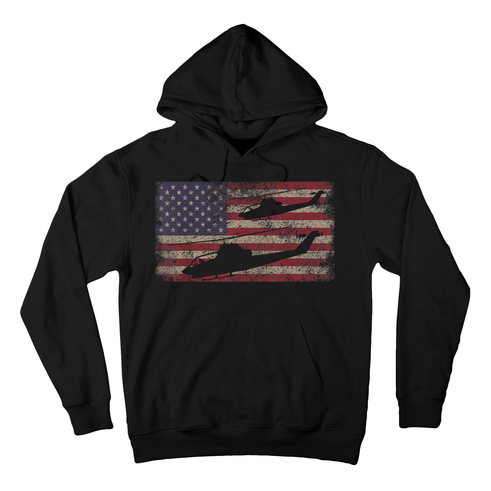 AH1 Cobra Helicopter Military USA American Flag Tall Hoodie