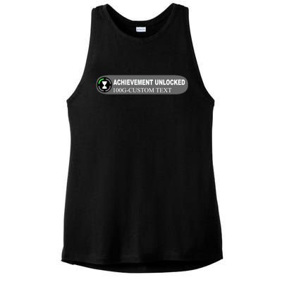 Achievement Unlocked Custom Personalize Text Ladies PosiCharge Tri-Blend Wicking Tank