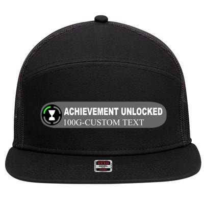 Achievement Unlocked Custom Personalize Text 7 Panel Mesh Trucker Snapback Hat