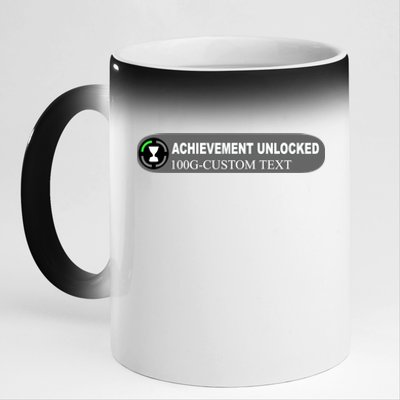 Achievement Unlocked Custom Personalize Text 11oz Black Color Changing Mug