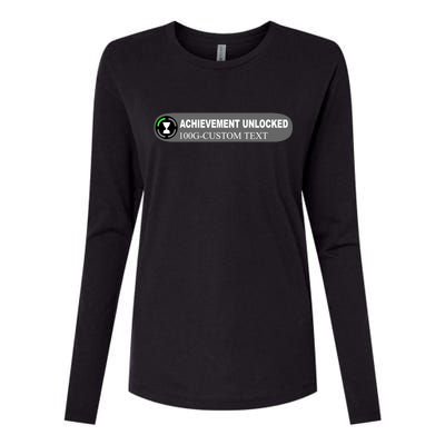 Achievement Unlocked Custom Personalize Text Womens Cotton Relaxed Long Sleeve T-Shirt