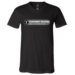 Achievement Unlocked Custom Personalize Text V-Neck T-Shirt