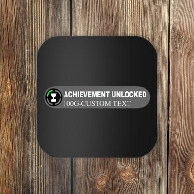 Achievement Unlocked Custom Personalize Text Coaster