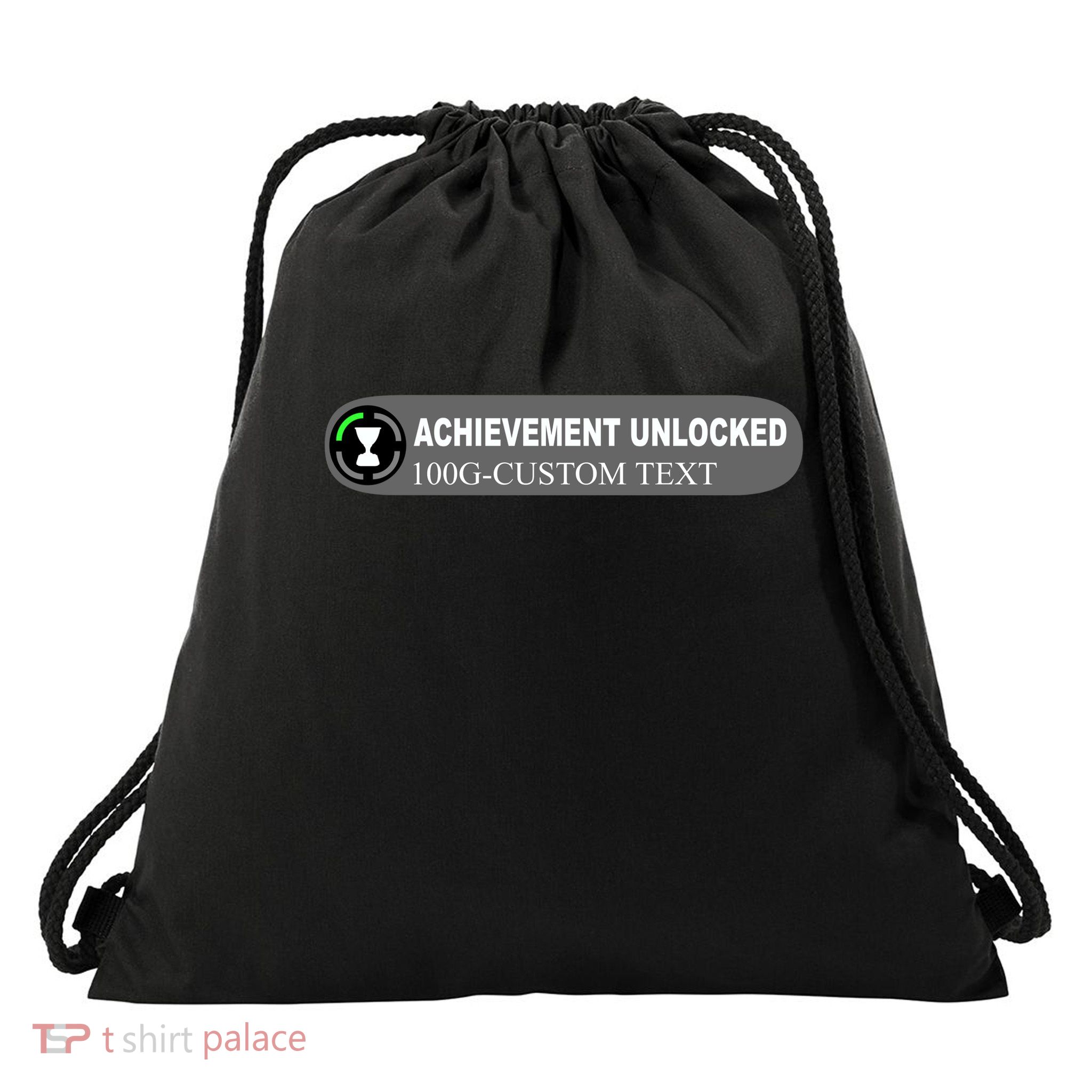 Achievement Unlocked Custom Personalize Text Drawstring Bag