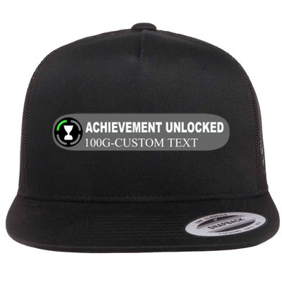 Achievement Unlocked Custom Personalize Text Flat Bill Trucker Hat