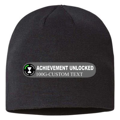 Achievement Unlocked Custom Personalize Text Sustainable Beanie