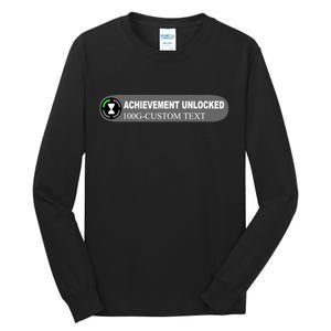 Achievement Unlocked Custom Personalize Text Tall Long Sleeve T-Shirt