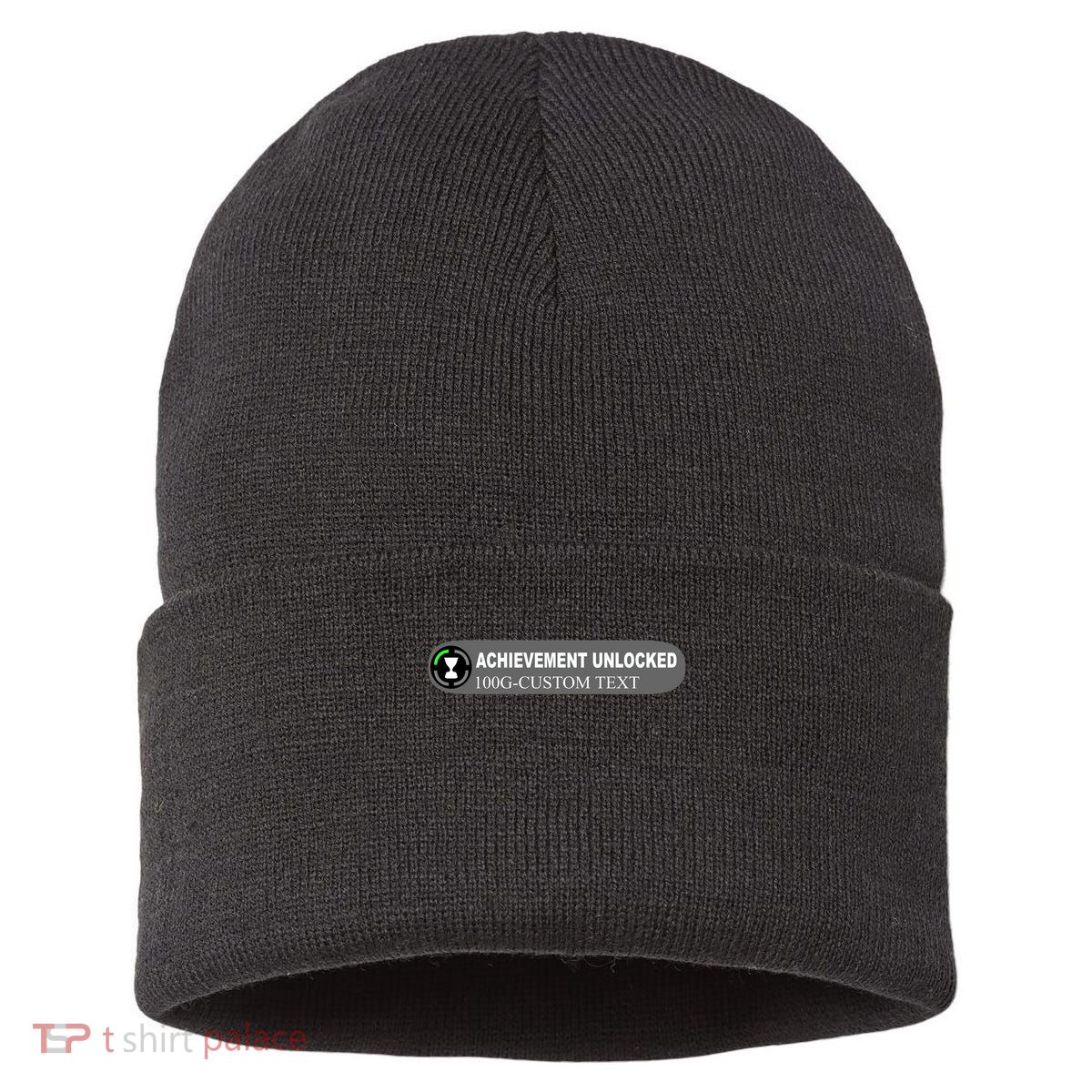 Achievement Unlocked Custom Personalize Text Sustainable Knit Beanie