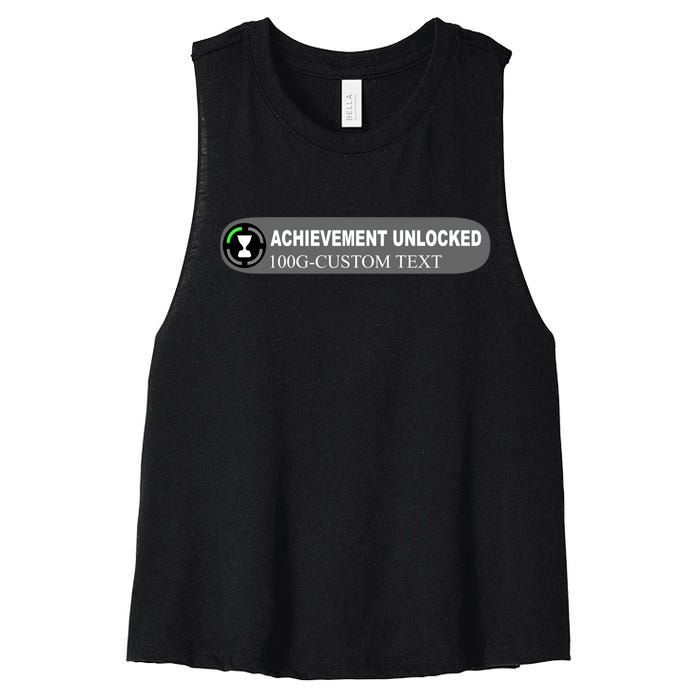 Achievement Unlocked Custom Personalize Text Women's Racerback Cropped Tank