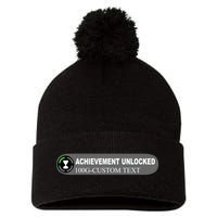 Achievement Unlocked Custom Personalize Text Pom Pom 12in Knit Beanie