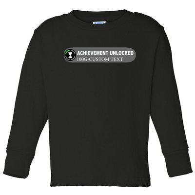 Achievement Unlocked Custom Personalize Text Toddler Long Sleeve Shirt