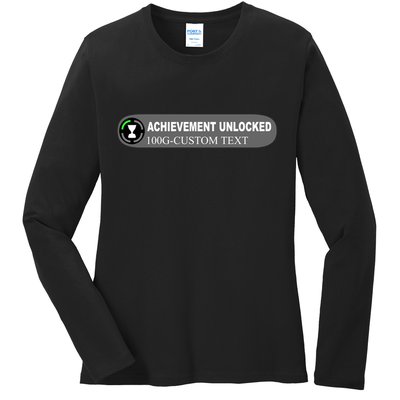 Achievement Unlocked Custom Personalize Text Ladies Long Sleeve Shirt