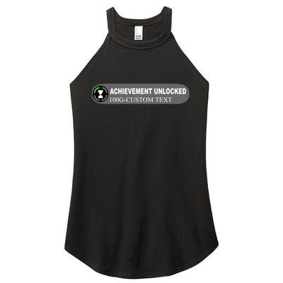 Achievement Unlocked Custom Personalize Text Women's Perfect Tri Rocker Tank