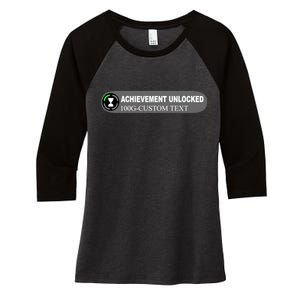 Achievement Unlocked Custom Personalize Text Women's Tri-Blend 3/4-Sleeve Raglan Shirt