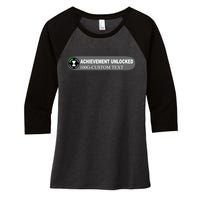 Achievement Unlocked Custom Personalize Text Women's Tri-Blend 3/4-Sleeve Raglan Shirt