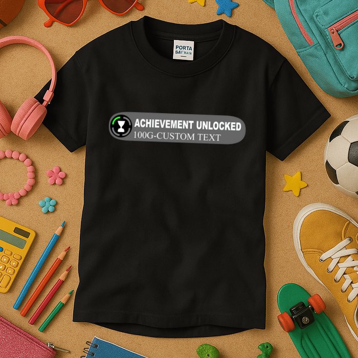 Achievement Unlocked Custom Personalize Text Kids T-Shirt