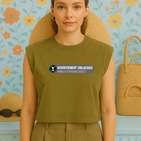 Achievement Unlocked Custom Personalize Text Garment-Dyed Women's Muscle Tee