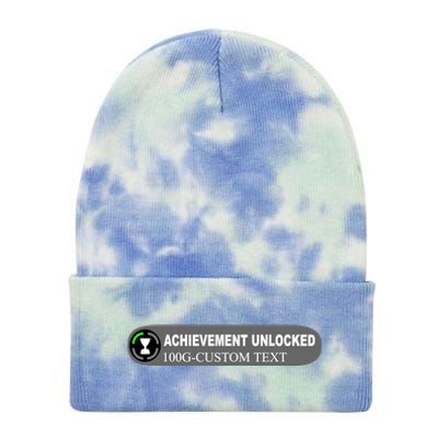 Achievement Unlocked Custom Personalize Text Tie Dye 12in Knit Beanie