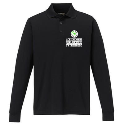 Achievement Unlocked Fatherhood Performance Long Sleeve Polo