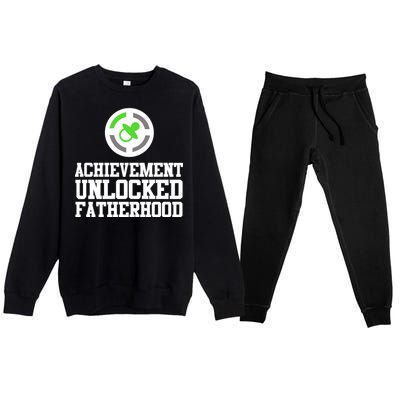 Achievement Unlocked Fatherhood Premium Crewneck Sweatsuit Set