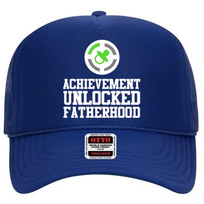 Achievement Unlocked Fatherhood High Crown Mesh Back Trucker Hat