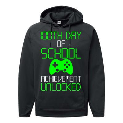 Achievement Unlocked Funny 100th Day Of School Performance Fleece Hoodie