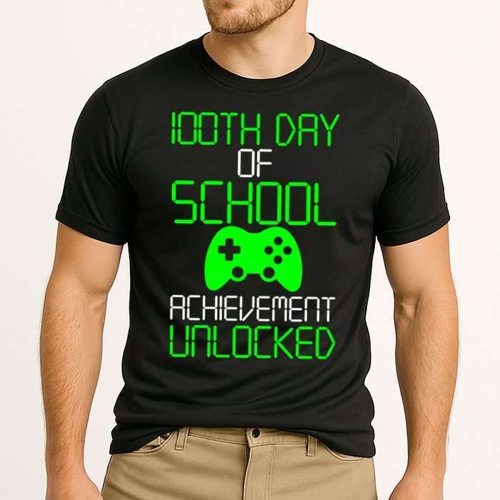 Achievement Unlocked Funny 100th Day Of School Cooling Performance Crew T-Shirt