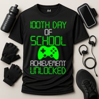 Achievement Unlocked Funny 100th Day Of School Cooling Performance Crew T-Shirt