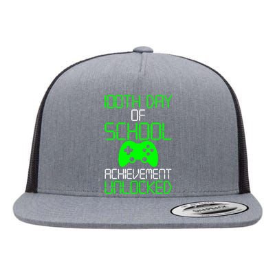 Achievement Unlocked Funny 100th Day Of School Flat Bill Trucker Hat