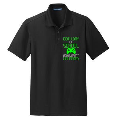 Achievement Unlocked Funny 100th Day Of School Dry Zone Grid Polo