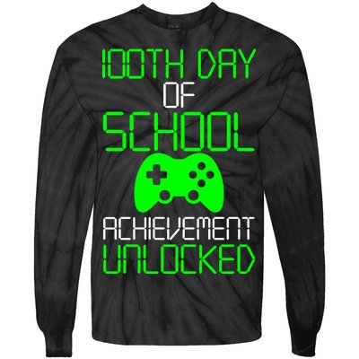 Achievement Unlocked Funny 100th Day Of School Tie-Dye Long Sleeve Shirt