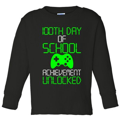 Achievement Unlocked Funny 100th Day Of School Toddler Long Sleeve Shirt