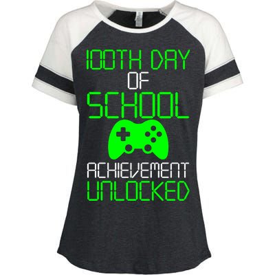 Achievement Unlocked Funny 100th Day Of School Enza Ladies Jersey Colorblock Tee